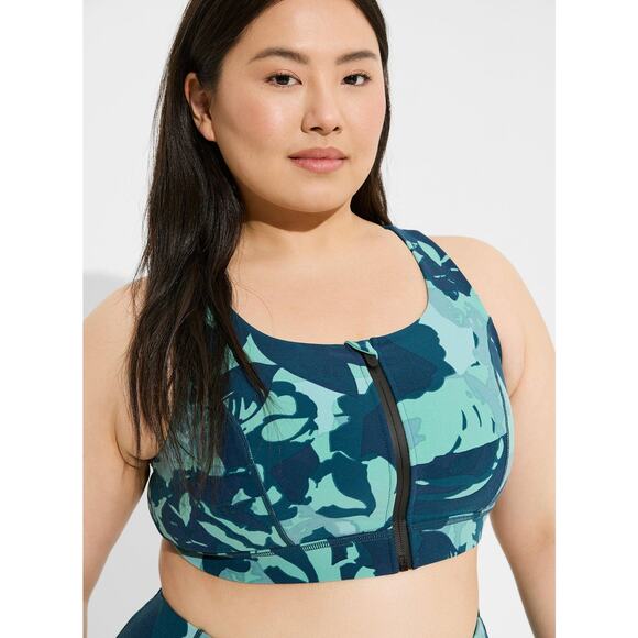 Torrid Happy Camper Low Impact Wireless Zip Front Active Bra, NWT, 4X - Picture 1 of 7